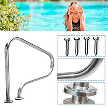 MSHOSAC Pool Handrail Pool Handrails 304 Stainless Steel Swimming Pool Handrail, Pool Hand Rail for Inground Pools and Spa, 3-Bend Pool Stair Railing, Silver (Thick 1mm)