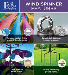 Regal Art & Gift Wind Spinner, Outdoor Metal Kinetic Yard Art with Stake