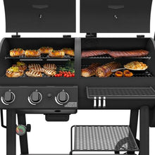 Oklahoma Joe's Canyon Deluxe Charcoal and Propane Gas Combination Smoker and Grill Black