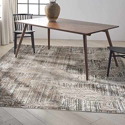 Calvin Klein CK024 Irradiant Abstract Area Rug 9' x 12' Black Ivory