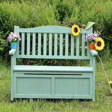 Jidanmian Deck Box Storage Bench, Patio Furniture, Solid Wood, Waterproof, with Armrest, 2-Person Outdoor Bench for Garden, Porch, Poolside for Porch, Backyard and Park(C)