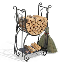 QUNZIDRESS Heavy-Duty Firewood Log Holder, Indoor Outdoor Fireplace Wood Storage Rack with 4-Piece Fire Tool Set