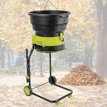 Qiokoith 220V Electric Leaf Mulcher Shredder, Bladeless Portable Garden Shredder with Wheels, Collection Box, 17:1 Shredding Ratio, Shredding of Wood & Garden Debris