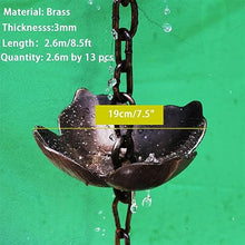 ntumLeap Rain Chain,Iron Rain Chains Rain Chain for Gutters, Rain Catcher for Downspout,Thick Metal Cups Garden Decorative,Brass-2.6m/8.5ft