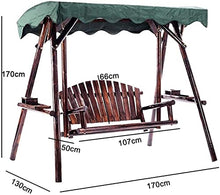 KYTGFH Patio Swing Porch Hang Club Bench Chair,Porch Swing with Stand Outside Furniture Outdoor Solid Wood Swing Rocking Chair,Tarpaulin Roof Adjustable Lever Coffee Table