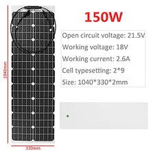 300W/150W Solar Panel 18V Semi-Flexible Monocrystalline Solar Cell Waterproof Outdoor Car RV Battery Charger Power System Kit (300w) (150w)