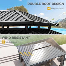DWVO 12x16ft Hardtop Gazebo Double Roof with Netting and Curtains Gray