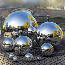 LXBAMKEA Stainless Steel Gazing Ball, Mirror Reflective Balls, Indoor Outdoor Garden Christmas Hollow Out Decor Crafts Ornaments, Floating Pond Balls, Home Yard Lawn Seamless Sphere (Color : Silver,
