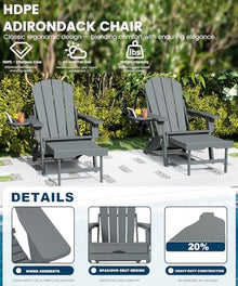 FOOWIN Folding Adjustable Adirondack Chair with Ottoman Set of 4