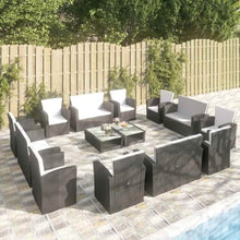 Heofavd Garden Lounge Set 16 Piece Blackand Cream White All Weather PE Rattan Outdoor Patio Furniture Set Seats 18 with Powder Coated Steel Frame for Balcony Backyard Porch and Terrace