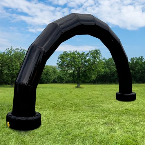 Wellcomer 20Ft Half-Circle PVC Inflatable Arch with Built-in Blower, Durable Waterproof Archway for Marathons, Sports Races, Festivals & Commercial Displays – Black
