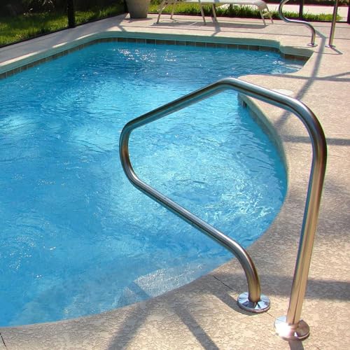 Pool Hand Railing, Stainless Steel Handrail Deck to Deck Mounted, Indoor and Outdoor Swimming Pool Handrails Banister - Complete Kit, 31.5 × 31.5 in