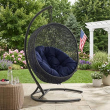 Outdoor Escape Black Outdoor Lounge Chair with Cushions, Rattan Seating, Weather-Resistant Frame for Patio, Garden, Poolside Lounge