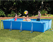 AQIANGJY Paddling Pool Rectangular Pipe Rack Pool, Family Swimming Pool with Filter Pump and Ladder, Above Ground Outdoor Garden Backyard Pool Inflatable Swimming Pool