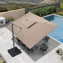 OROTLECT 10' x 13' Rectangular Double Top Cantilever TiltIng Umbrella With Base And 360° Rotation,Taupe