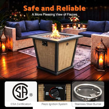 WOCFYK 28" Propane Gas Fire Pit Table, 50000 BTU Square Steel Fire Pit for Outside Patio Deck Garden Courtyard -Brown