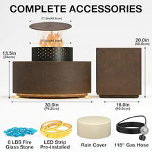 2-Piece 30" Propane Fire Pit Table for Outside Patio with Hidden Tank Table