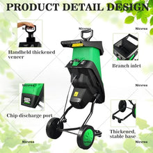 Nicvrea Electric Wood Chipper with Collecting Bag for Garden 50L Large Collector w/Wheels,Leaf Mulcher Shredder Wood Chipper and Shredder