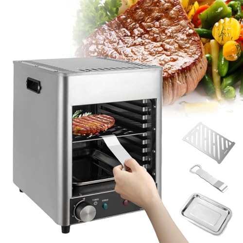 Electric Steak Grill, 10-Layer Steak Grill, Automatic Steak Smoker Grill Oven with Timer, 200-800℃ Adjustable Temperature, Suitable for Steak, Pizza, Grilled Fish