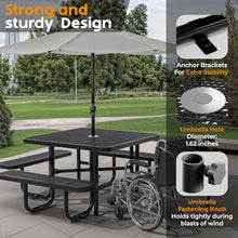 OUTTANS Commercial Metal Picnic Table (Black, 46in Square, Expanded Steel)