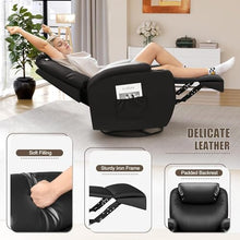 Dual Motor Electric Power Rotating Recliner Chair with Massage and Heat, Rocking Reclining Chair with Remote Control, Faux Leather Living Room Recliner for Adults