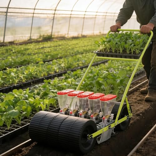 menglanchang Hand Push Vegetable Seeder- Precision Seeder Planter Tool for Small Seeds, 1/2/3/4/5/6 Row Walk-Behind Seeder for Garden, Terraces & Field Replanting 5Row