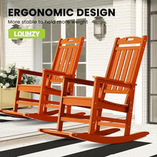 LOUNZY Outdoor Rocking Chair Set of 8 HDPE Patio Porch Rockers 380lbs Support Orange