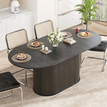 NTYUNRR 55.11"-70.86" Extendable Dining Room Table, Oval Dining Table Set for 4 People, Mid Century Modern Dining Table for Gatherings, Meeting, Small Kitchens, Dining Office Areas, Black