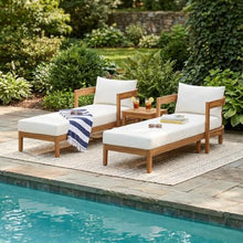 Christopher Knight Home Tila Acacia Wood Chaise Lounge Chair Outdoor Set of 2 with Removable Cushion, Solid Wood Patio Chaise Lounge with Cushion, Outdoor Sun Lounger, Poolside Seating, Teak+Beige