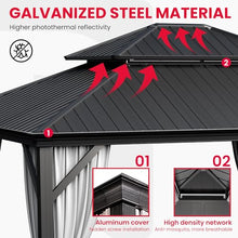 Pamapic 12'x14' Hardtop Gazebo with Netting and Curtains Black
