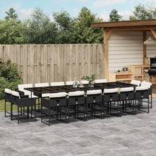 AMBERARD Patio Dining Set Set of 16 Black PE Rattan Large Foldable Furniture Set