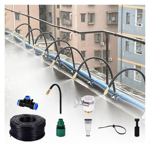 Outdoor Misting Sprinkler Kit, 360° Adjustable Nozzles Drip Irrigation System for Garden, Farm, Workshop & Construction Cooling and Dust Control