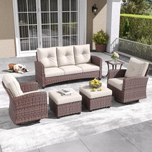 LayinSun 6 Pieces Patio Furniture Set with Swivel Chairs Brown/Beige