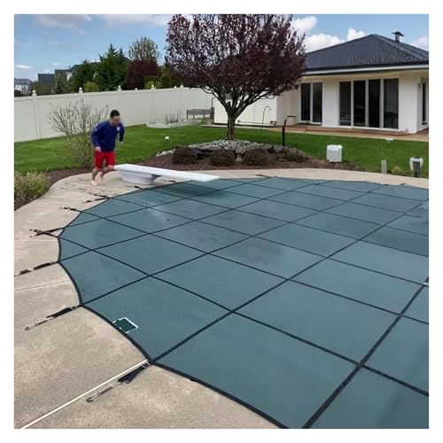 JYHHCYS 30ft 24ft 20ft 16ft 12ft 8ft 4ft Round Inground Pool Safety Cover, Customize Swimming Pool Safety Net Cover for All-Weather Protection, Heavy Duty Green Mesh Pool Cover(31.6ft)