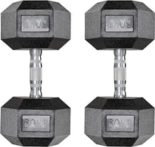LIFERUN Rubber Coated Cast Iron Hex Dumbbell Set, 75lb Black