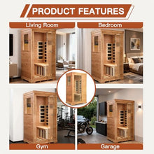 INFRADELUX 1 Person Far Infrared Home Sauna, Low EMF Indoor Personal Sauna Box with 6 Carbon Panels, 960W/120V, Built-in Speaker System, Digital Controls & Tea Tray, Indoor Wellness Relaxation