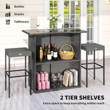 Outsunny 5 Piece Wicker Outdoor Bar Set with Glass Table Top Dark Gray
