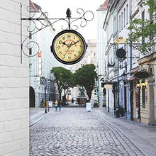 RJYYYDS Train Station Clock Two Sided for Indoors/Outdoors Double Retro Quartz Watches Metal Iron Art Hanging Clocks Garden Corridor Decoration Easy to Hang