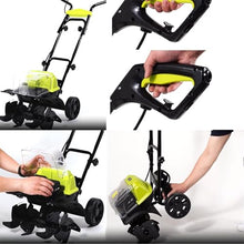 Garden Electric Tiller, Cordless Rotavator,Tilling Width 36cm/14.2in and Tilling Depth 18cm/7.1in, 4ah Battery Charger Included, Electric Hoe for Garden Lawn, Soil Loosening