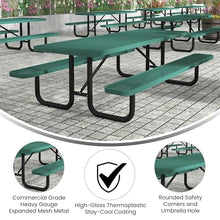 Flash Furniture Commercial Grade 8' Rectangular Expanded Mesh Metal Outdoor Picnic Table - Black