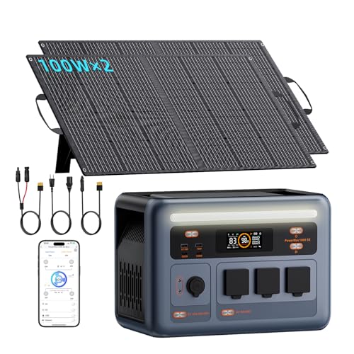 PowerMax 1800SE Solar Generator with 2x100W Panel, 1024Wh LiFePO4 Battery