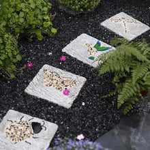 Etlegor Garden Stepping Stone, Square Step Gardening Stones with Pebble, Rustic Style Decorative Paver for Lawns, Backyards, Pond Borders, Pathways(4 Pieces)