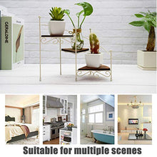 SIDUFHAOPKLL 3-Layer Retro Iron Plant Rack Stand Succulent Shelf Staircase Desktop Garden Flower with Wood Plate Home Decorative(E)