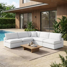 Outdoor Escape White Patio Sectional Sofa Set with Cushions, 5-Piece Outdoor Sofas and Loveseats, Durable Material, Comfortable Cushions