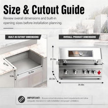 32in Built in Propane Gas Grills Charcoal & Natural Gas Triple Combo Grill