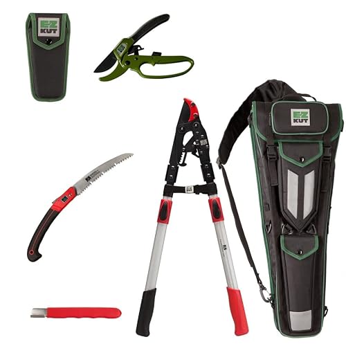 EZ Kut G2 Fully Loaded Sling Pak- Garden Tool Organizer Packed with EZ Kut Gardening Tools - Pruning Shears for Gardening- Loppers & Pruners Heavy Duty - WOW Garden Saw - Pruner Sheath