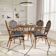 EMMA + OLIVER Colmar Indoor/Outdoor Bistro Set Black & White Rattan/Natural Frame
