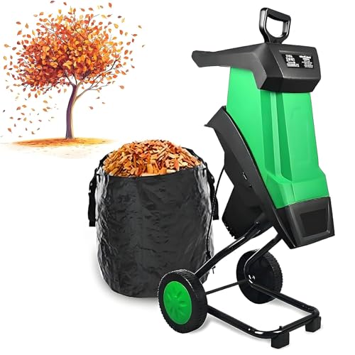 AityBuy 2400W Garden Cleanup Tool with Wheels,Electric Wood Chipper & Shredder & Efficient Leaf Mulcher,4500 RPM Electric Yard Waste Shredding Machine,with 50L Collection Bag