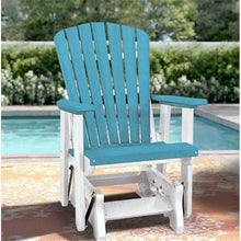 American Furniture Classics OS Home and Office Model 515ARW Fan Back Glider Made in The USA- Aruba Blue on White Base