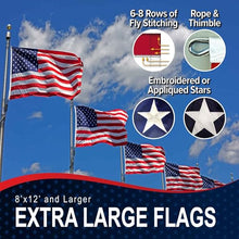 American Flag 12x18 Made in USA – Heavy Duty Outdoor US Flag Premium 200D SolarMax Nylon, Embroidered Stars & Sewn Stripes, Durable Canvas Header with Rope and Thimbles – Collins Flags